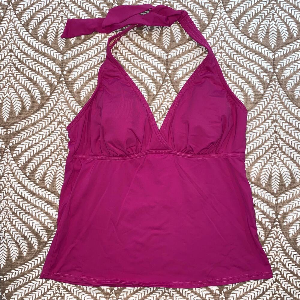 Lands' End 8 Magenta Tankini Top Neck Tie, Padded Bust ULTRA CLEAN